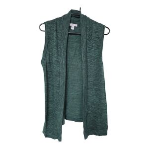 Green Sleeveless Open- Front Cardigan